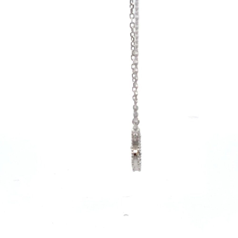925 Sterling Silver Necklace 17 inches Chain Black Agate Clover Pendant - Picture 3 of 5